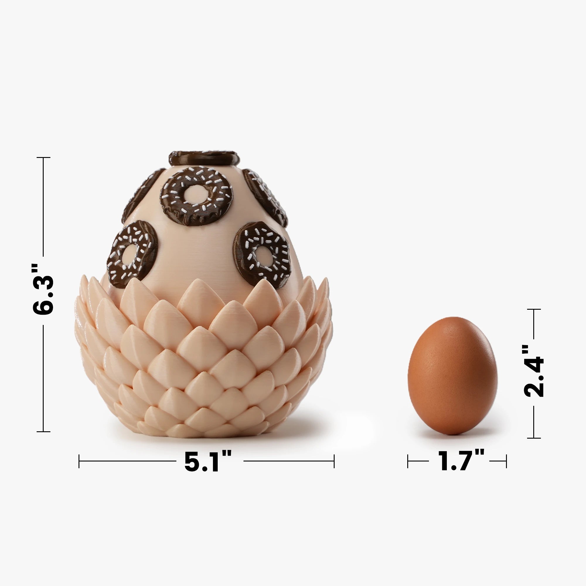 Dimensions of Donut Dragon Egg and dragons